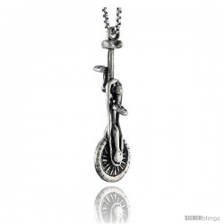 Sterling Silver Unicycle Pendant, 1 1/4 in tall