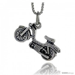 Sterling Silver Lightweight Motorcycle Pendant, 3/8 in tall