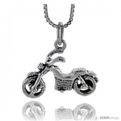 Sterling Silver Lightweight Motorcycle Pendant, 1/2 in tall