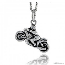 Sterling Silver Motorcycle Pendant, 1/2 in tall