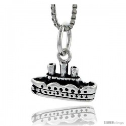 Sterling Silver Cruise Ship Pendant, 5/16 in tall