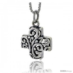 Sterling Silver Cross Pendant, 5/8 in tall