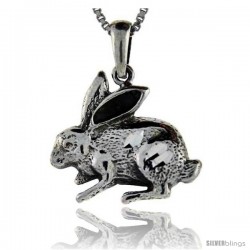 Sterling Silver Rabbit Pendant, 1 in tall