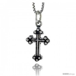 Sterling Silver Gothic Cross Pendant, 5/8 in tall