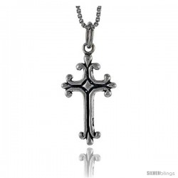 Sterling Silver Cross Fleury Pendant, 3/4 in tall