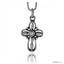Sterling Silver Cross Pendant, 3/4 in tall -Style Pa1708