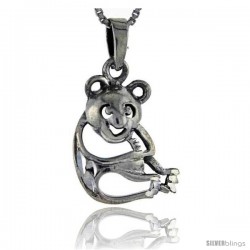 Sterling Silver Bear Pendant, 1 1/16 in tall