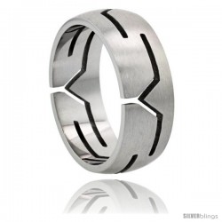 Surgical Steel Y Cut-outs Ring Domed 8mm Wedding Band