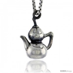 Sterling Silver Victorian Tea Pot Pendant, 1/2 in tall