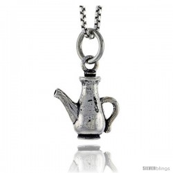 Sterling Silver Victorian Era Tea Pot Pendant, 1/2 in tall