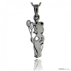 Sterling Silver Circus Bear with Balloons Pendant, 1 3/8 in tall