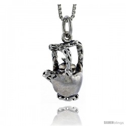 Sterling Silver Tea Pot Pendant, 3/4 in tall