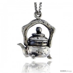 Sterling Silver Tea Pot Pendant, 5/8 in tall