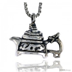 Sterling Silver Tea Pot Pendant, 1/2 in tall