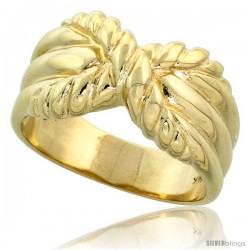 14k Gold Contemporary Rope Style Knot Ring, 3/8" (10mm) wide