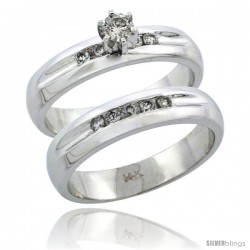 14k White Gold 2-Piece Diamond Engagement Ring Band Set w/ 0.35 Carat Brilliant Cut Diamonds, 3/16 in. (4.5mm) wide