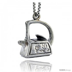 Sterling Silver Tea Kettle Pendant, 5/8 in tall