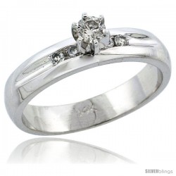 14k White Gold Diamond Engagement Ring w/ 0.25 Carat Brilliant Cut Diamonds, 3/16 in. (4.5mm) wide