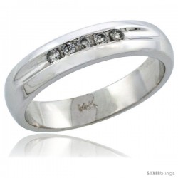 14k White Gold Ladies' Diamond Ring Band w/ 0.10 Carat Brilliant Cut Diamonds, 3/16 in. (4.5mm) wide