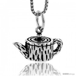 Sterling Silver Tea Pot Pendant, 3/8 in tall -Style Pa1721