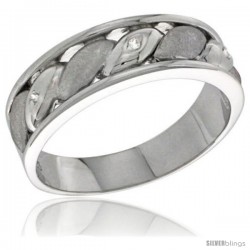 Sterling Silver Cubic Zirconia Mens Wedding Band Ring 1/4 in wide -Style Agcz619mb