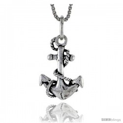 Sterling Silver Anchor Pendant, 5/8 in tall