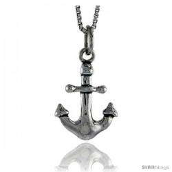 Sterling Silver Anchor Pendant, 3/4 in tall -Style Pa1713