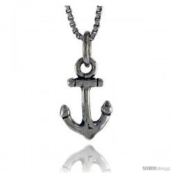 Sterling Silver Anchor Pendant, 1/2 in tall