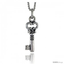 Sterling Silver Key Pendant, 3/4 in tall