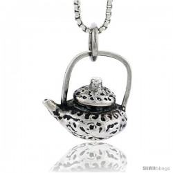 Sterling Silver Tea Pot Pendant, 5/8 in tall -Style Pa1729