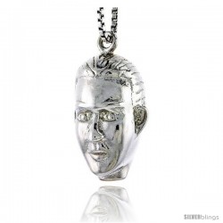 Sterling Silver Man's Head Pendant, 3/4 in tall