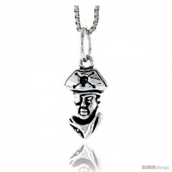 Sterling Silver Pirate Head Pendant, 1/2 in tall