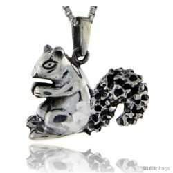Sterling Silver Squirrel Pendant, 7/8 in tall