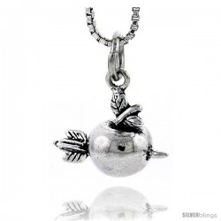 Sterling Silver Apple Hit by an Arrow Pendant, 1/2 in tall