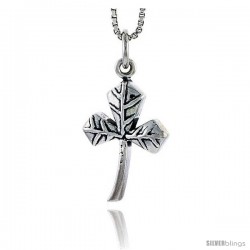 Sterling Silver Clover Leaf Pendant, 3/4 in tall