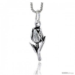 Sterling Silver Rose Pendant, 3/4 in tall -Style Pa1758