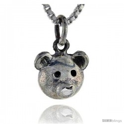 Sterling Silver Bear Pendant, 1/2 in tall