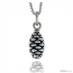 Sterling Silver Pine Cone Pendant, 1/2 in tall -Style Pa1762