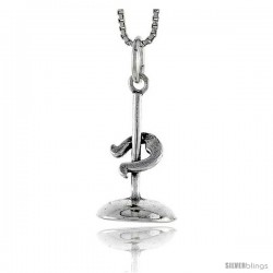 Sterling Silver Horseshoe Pendant, 3/4 in tall
