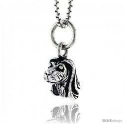 Sterling Silver Spaniel Dog Head Pendant, 3/8 in tall