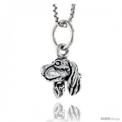 Sterling Silver Spaniel Dog Head Pendant, 3/8 in tall -Style Pa1768