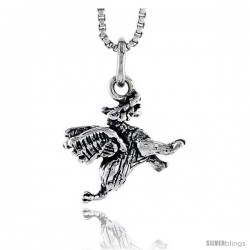 Sterling Silver Winged Dragon Pendant, 1/2 in tall