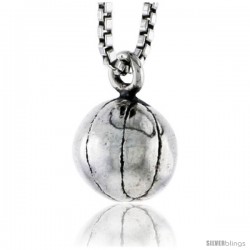 Sterling Silver Basketball Pendant, 5/16 in tall