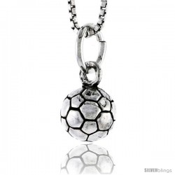 Sterling Silver Soccer Ball Pendant, 5/16 in tall