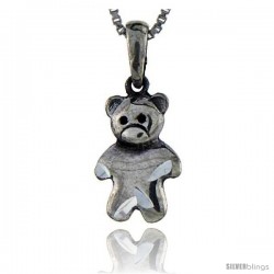 Sterling Silver Teddy Bear Pendant, 1 in tall