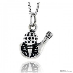 Sterling Silver Golf Ball Pendant, 1/2 in tall