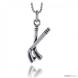 Sterling Silver Hockey Sticks Pendant, 3/4 in tall