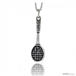 Sterling Silver Tennis Racket Pendant, 1 1/16 in tall