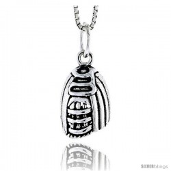 Sterling Silver Baseball Mitt Pendant, 5/8 in tall