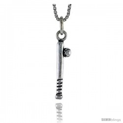 Sterling Silver Baseball Bat Pendant, 3/4 in tall